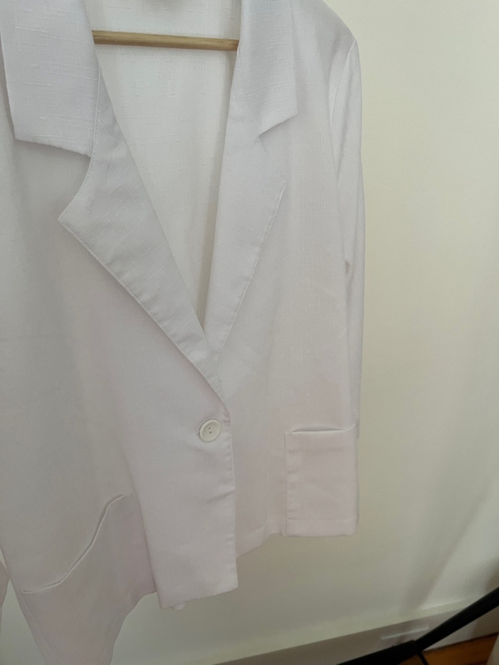 Vintage White Single-Button Notch-Lapel Blazer - Medium - Picture 4 of 5